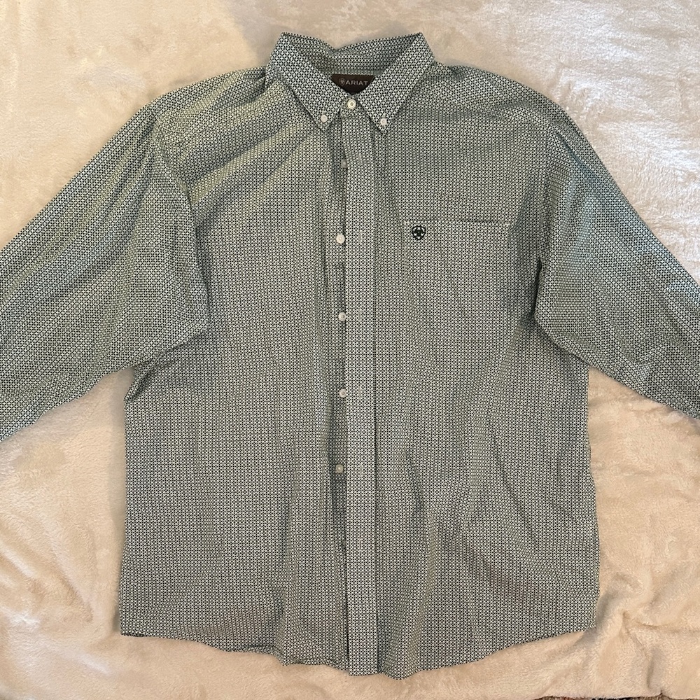 ARIAT Men's Green Patterned Button Down Shirt